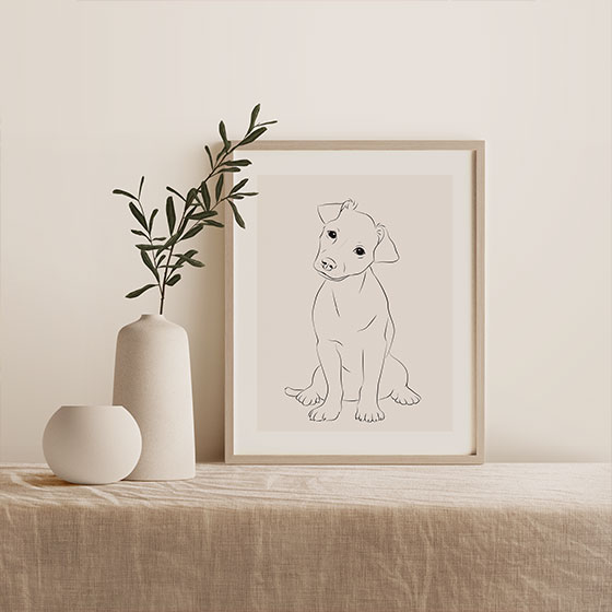 Geschenkidee Hundemensch: Miroar Line Art Poster Hund